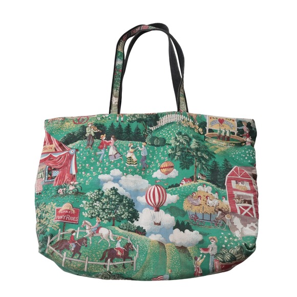 Handbags - VTG 1993 Joan Kessler County Fair Insulated Tote Bag Americana Folk Farm Scene